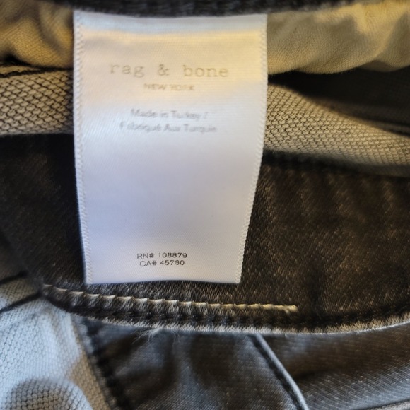 Rag & Bone Fit 2 Slim Mens 36x32 Loopback Denim Jeans Wylie Grey MED21F1223BBWY - Picture 9 of 16